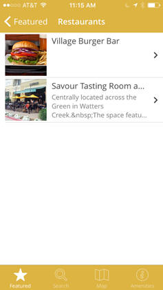 Watters Creek Mobile App Pilot Demo - Restaurants Page