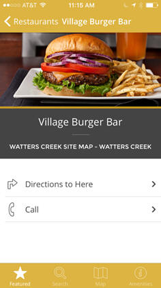 Watters Creek Mobile App Pilot Demo - Village Burger Bar