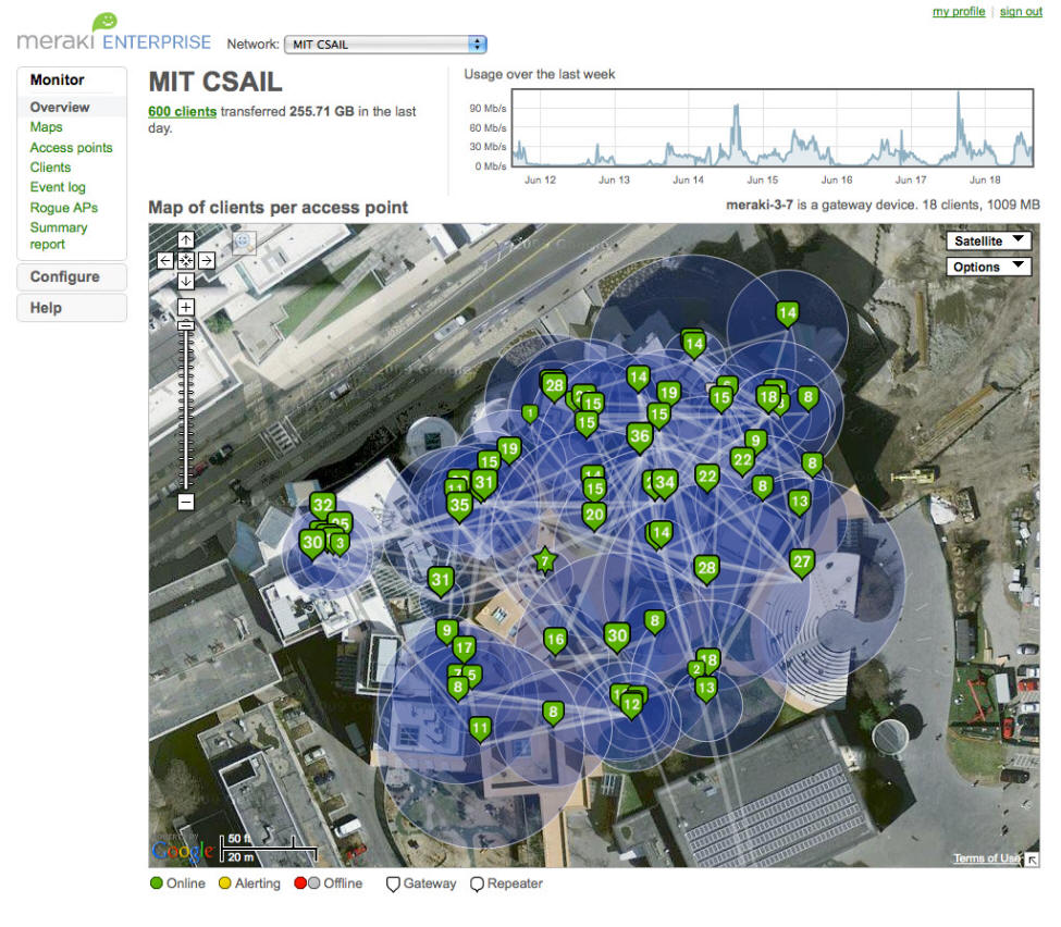 View maps or floorplans showing your wireless network access points using the Enterprise Cloud Controller Dashboard.